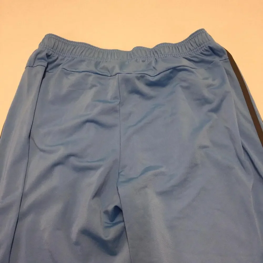Adidas Track Pants Mens Medium Blue 3 Stripe Elastic Waist Side Pockets